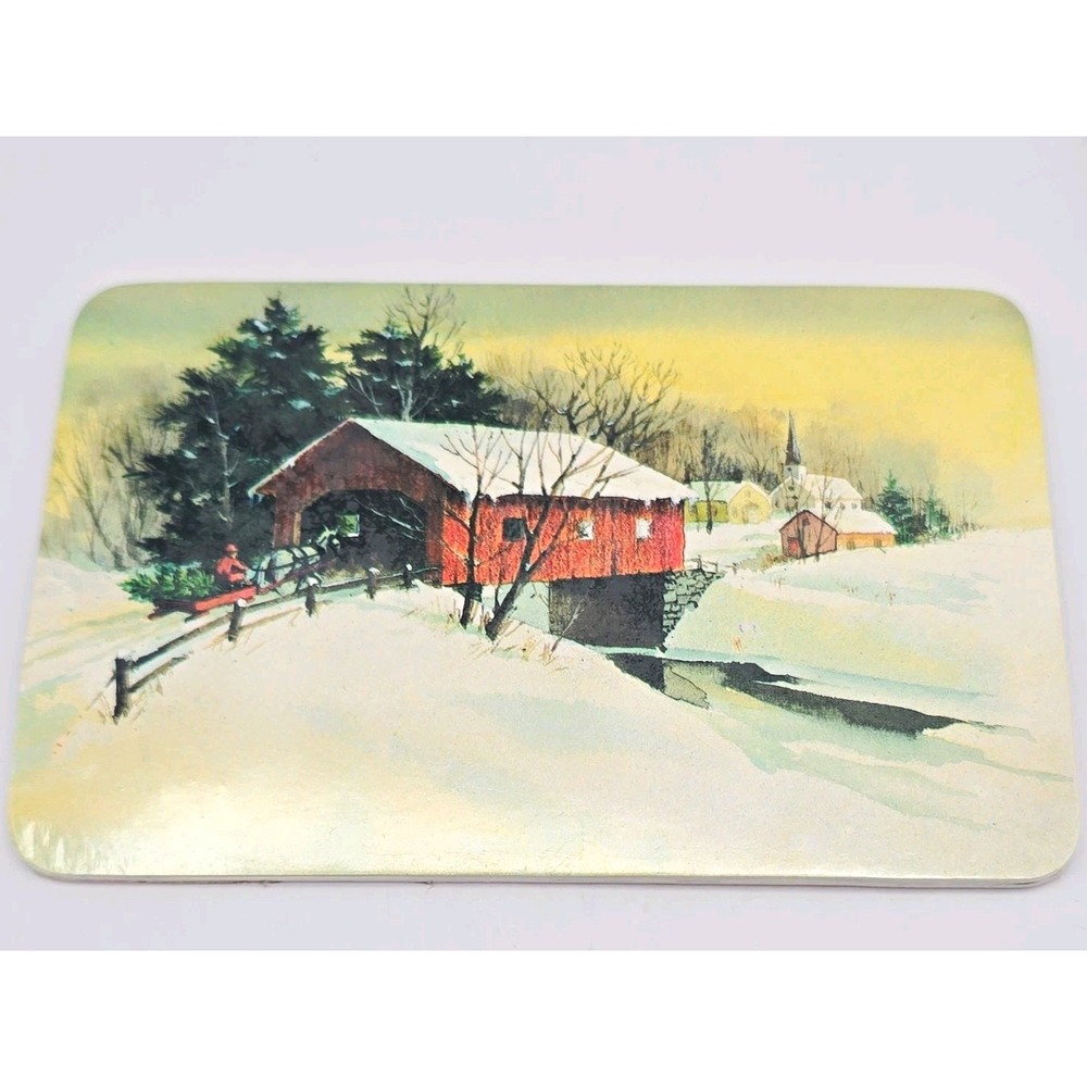 Smith-Western Vintage Sealed Christmas Post Card Winter Covered Bridge  USA